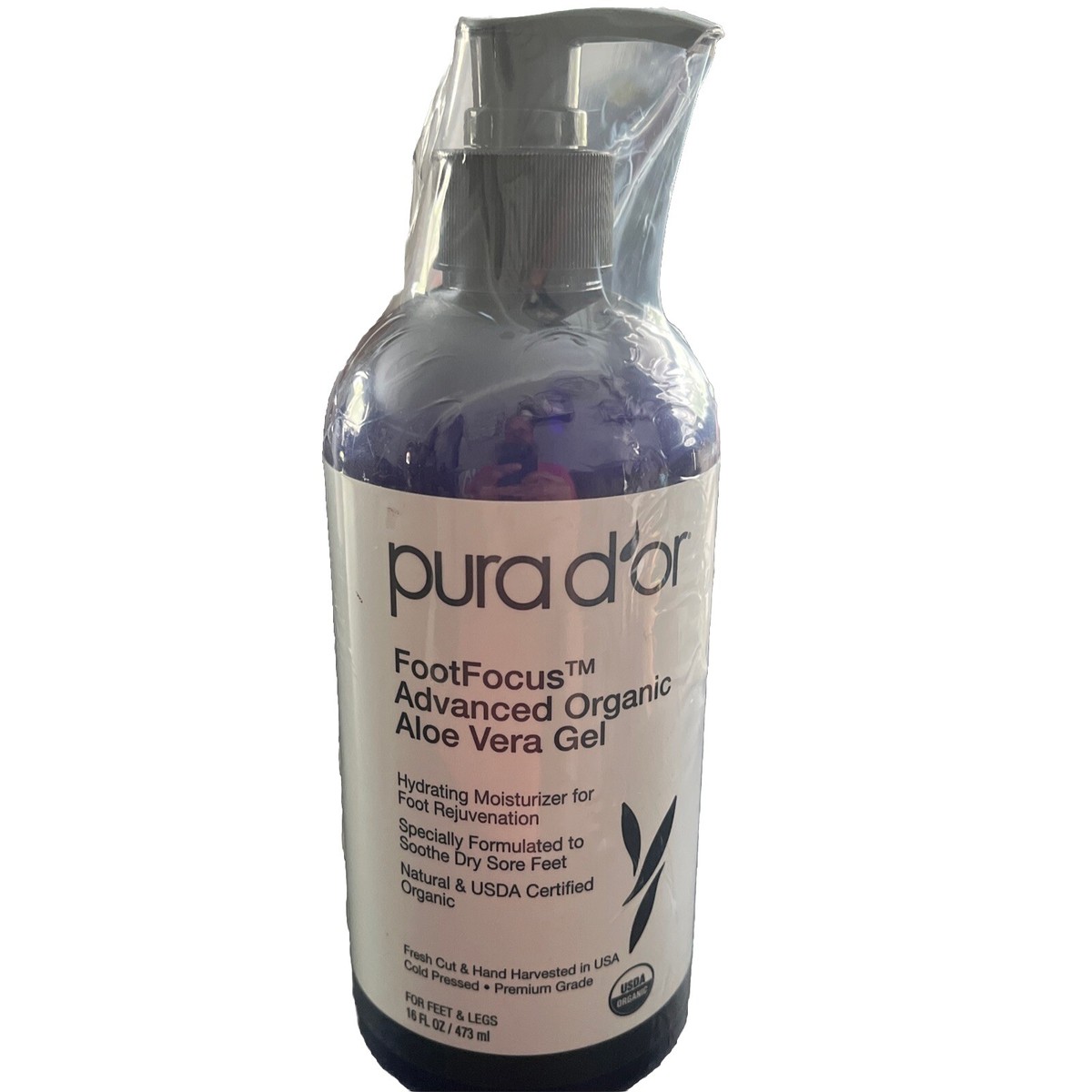 PURA D'OR Dor E 9/24 FootFocus Advanced Organic Aloe Vera Gel Feet Moisture  16oz | eBay