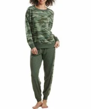 NWT SPLENDID 1520713 OLIVE HEATHER CAMO SUPER SOFT 2 PC PJ LOUNGE SET SZ S #B728
