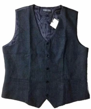 PJ Paul jones Vest Large Herringbone Blue Mens NWT