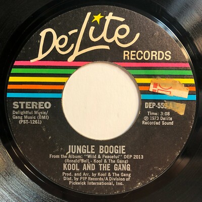 Kool And The Gang 45 Jungle Boogie 1973 De-Lite Funk Soul 7'' Vinyl Record NM-