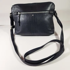 Great American Leather Works Black Leather Purse Crossbody or Shoulder Bag 12in