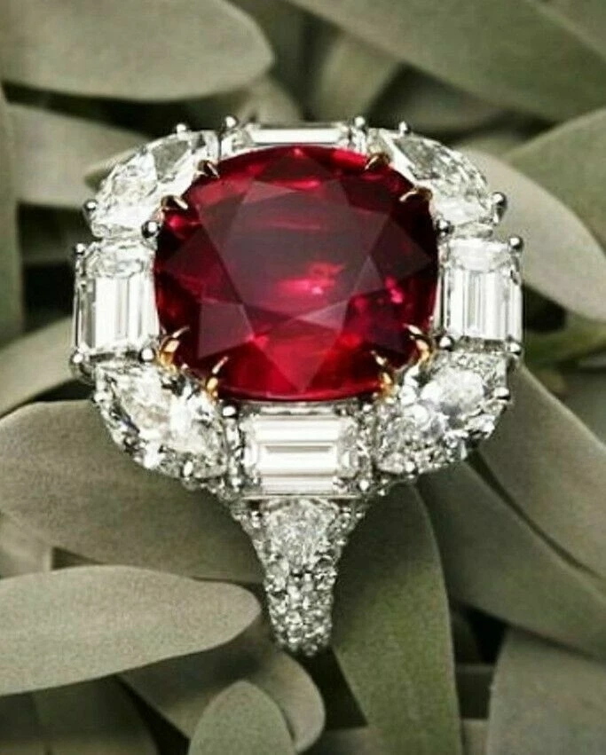 Art Deco 3.80 Ct Red Ruby Antique Vintage Engagement Ring 925 Sterling Silver - Image 3 of 3