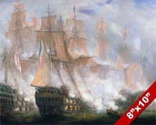 NAVAL BATTLE OF TRAFALGAR PAINTING BRITISH FRENCH WAR ART REAL CANVAS PRINT