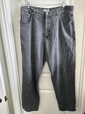 VTG USA Guess Jeans Black Button Fly Distressed Denim Size 40x34
