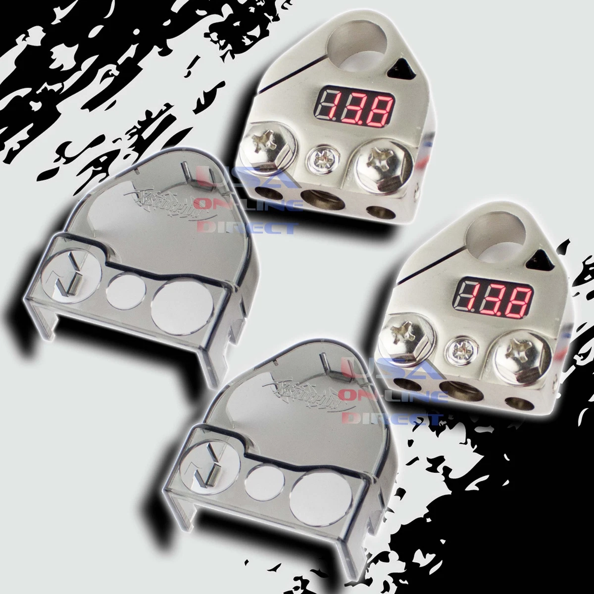 2 piece Digital Battery Terminal Car Audio Amp Install Battery
