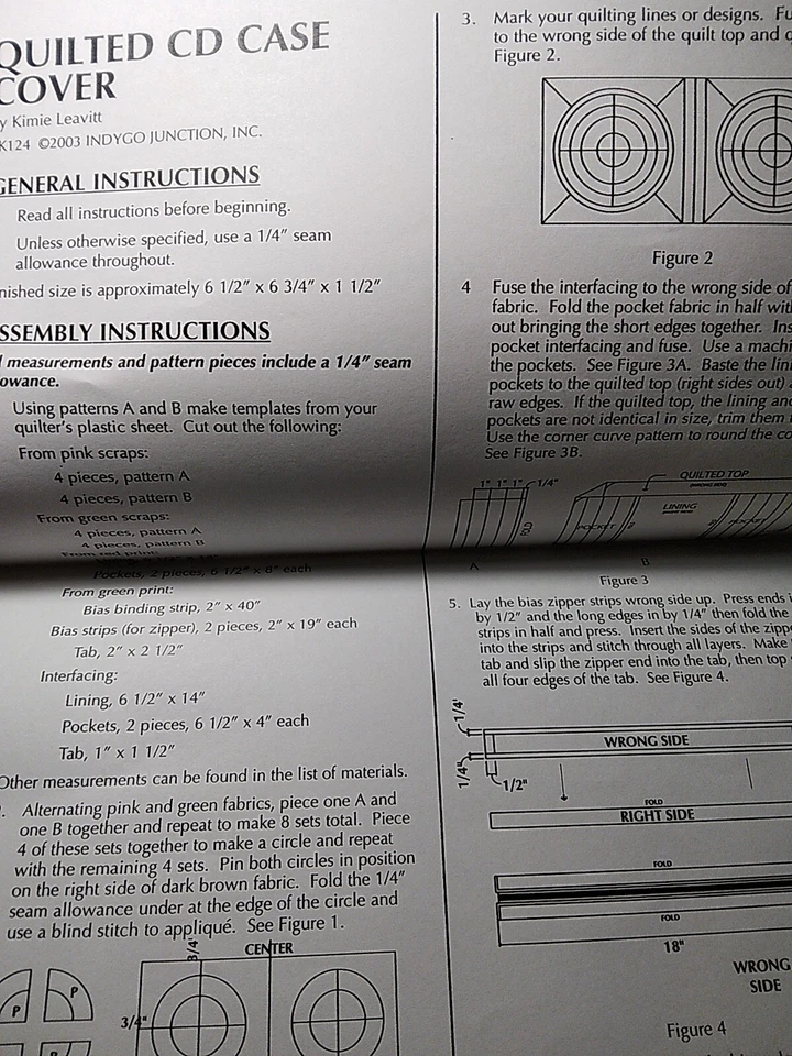 Quilted CD Case Zip Pouch Kimies Quilts Pattern IJK124 Indygo Junction Sewing UC - Image 4 of 4
