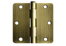 Antique Brass 3.5" X 3.5" w 1/4 Radius  Door Hinge interior free shipping
