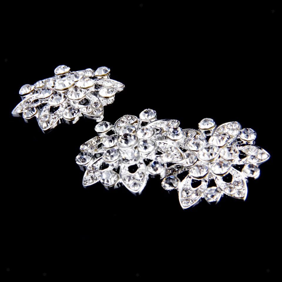 10x Crystal Diamante Pearl Flower Buttons Sewing Craft Embellishment 22mm - Image 4 of 4