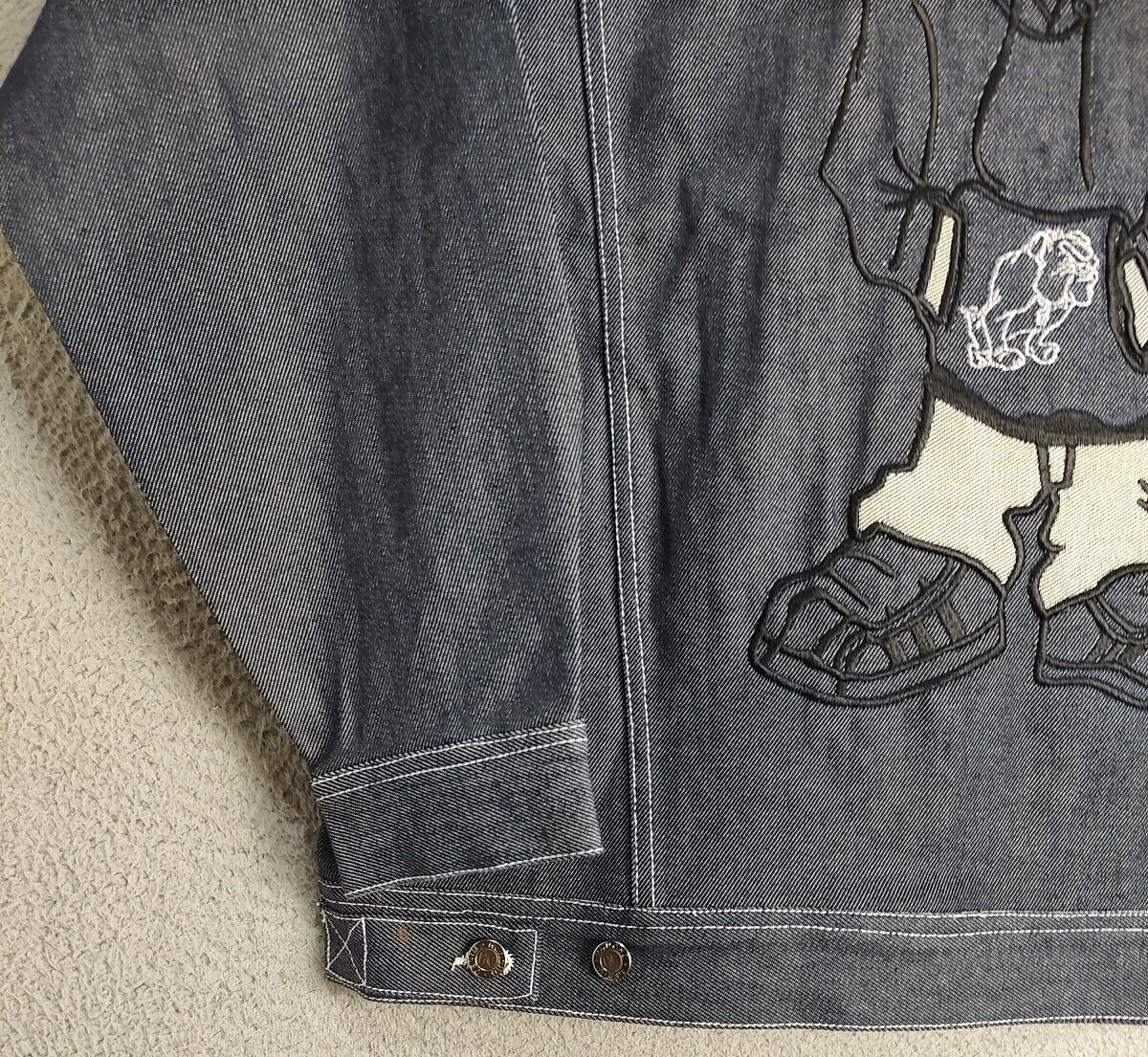 Huncho Jean Jacket Adult Large Blue Denim Hip Hop Rap Huncho Jean Jacket Adult Large Blue Denim Hip Hop Rap