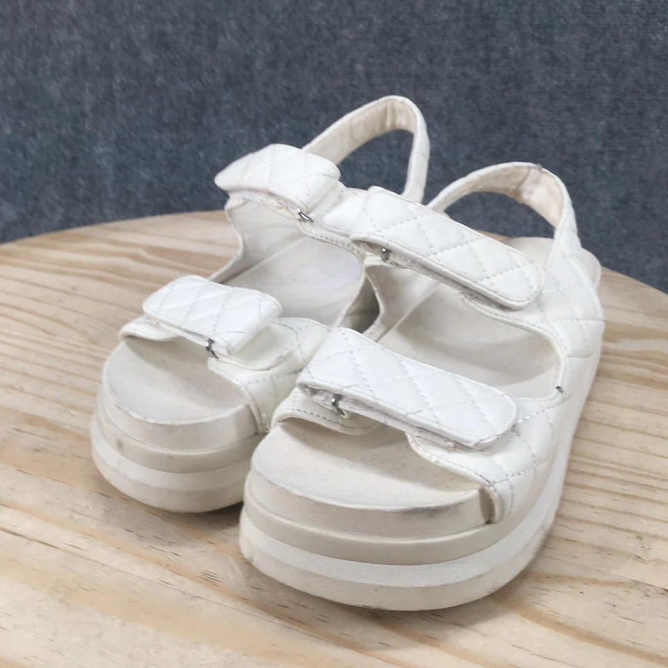 Босоножки бамбуковые женские 8 на платформе с ремешками белые искусственная кожа крючок и петля комфорт - Изображение 3 из 4