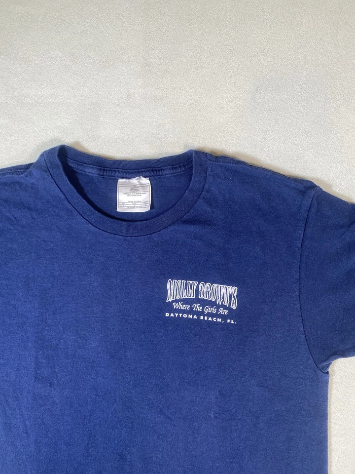 Camisa De Colección Molly Browns Para Hombres L Azul 2004 Strip Club Promo Pin Up Stripper Y2K Foto 4 de 4