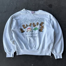 Vtg 1988 American Greeting Corp Up To Our Ho Ho Hos In Snow Again Crewneck Sz L