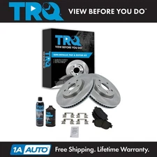 TRQ Front Brake Rotor & Semi Metallic Brake Pad Kit w/Chemicals for Lexus