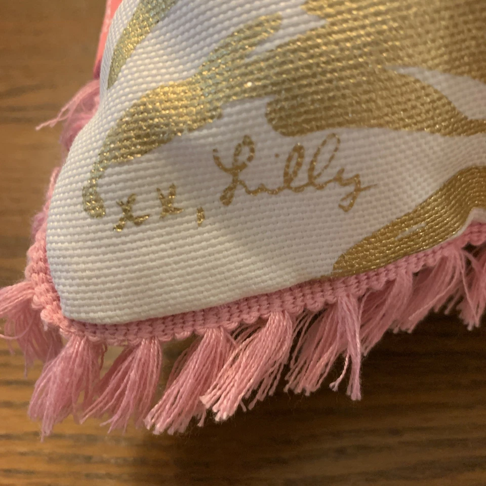 Lilly Pulitzer Throw Pillow Indoor Outdoor Reversible Gold Green Pink Pineapple  - Image 4 of 4