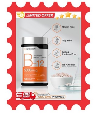 B12 Sublingual Methylcobalamin | 5000mcg | 120 Dissolvable Tablets | Free Ship..