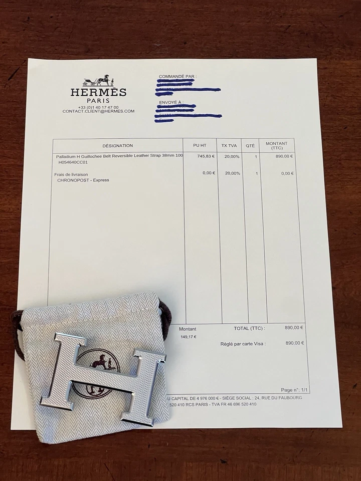 HERMES 38MM Gold Silver Palladium Guilloche H Belt Buckle (excellent) - Image 4 of 4