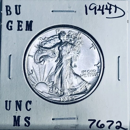 1944 D BU GEM LIBERTY WALKING SILVER HALF UNC MS+++ U.S. MINT RARE COIN 7672