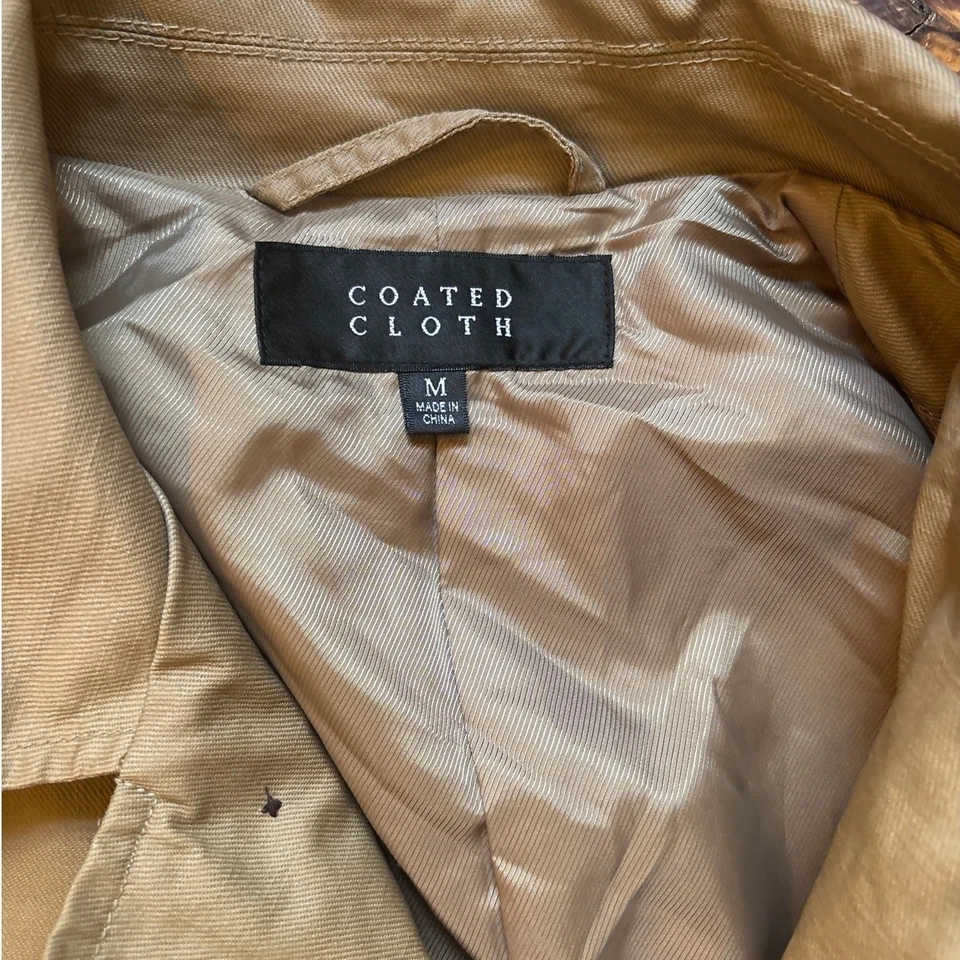 Coated Cloth tan womens belted trench coat SIZE M - Image 4 of 4