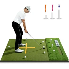 6x4FT 21-45mm Dual-Turf Golf Hitting Mat with Ball Tray, Thickened Golf Mat w...
