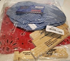 Juego de 6 pañuelos de fiesta Little Engineer silbato de madera rojo azul y blanco...