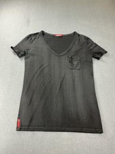 PRADA Shirt Womens M Black V-Neck Slim 100% C...