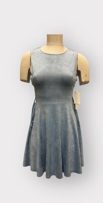 Design Lab Dress Women Small Blue Faux Micro Suede Brunch Coastal