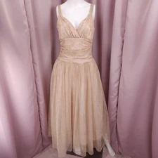 '90s Y2K Jessica McClintock Gunne Sax Women's Pink Glitter Ball Gown Dress 6