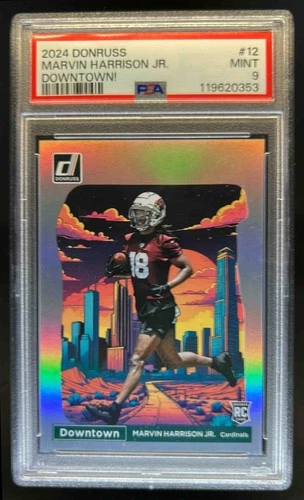 2024 Donruss Marvin Harrison Jr. Downtown! SSP RC #12 Cardinals PSA 9