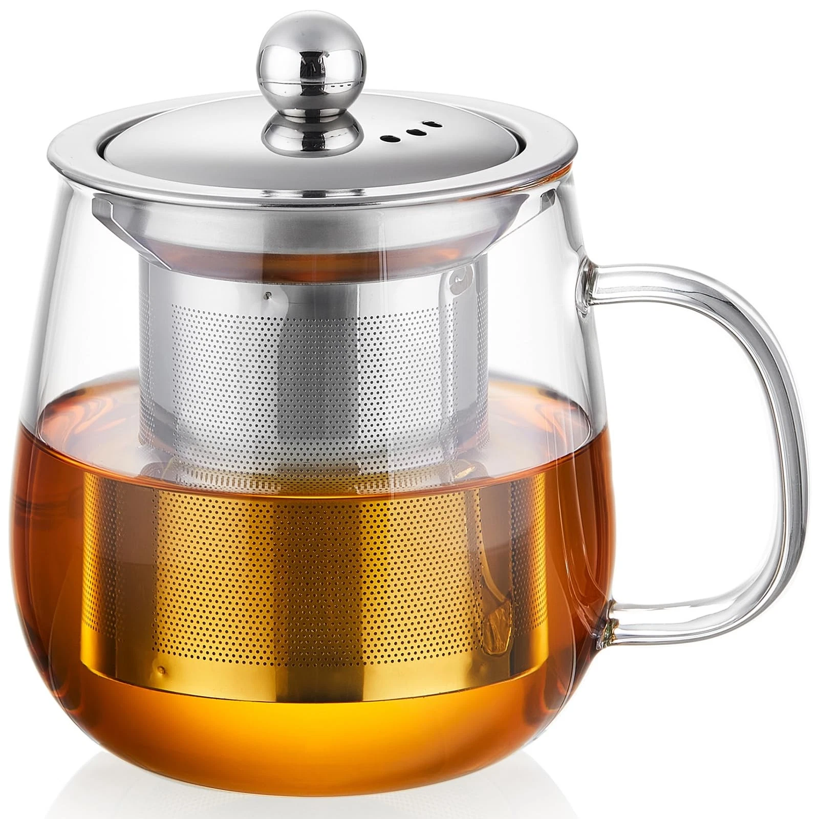 Glass Tea Cup with Infuser and Lid, 14.5oz/450ml Large Borosilicate Glass Tea...