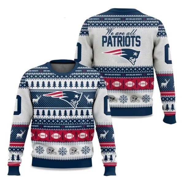 Patriots Rivalries Nor’Easter Storm Blue 2025 Christmas Ugly Sweater