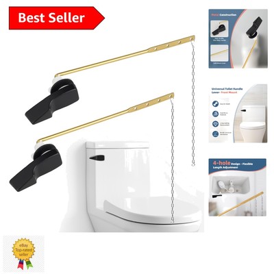 Durable Solid Brass Toilet Handle Lever Replacement - 2 Pack with Flapper Chain