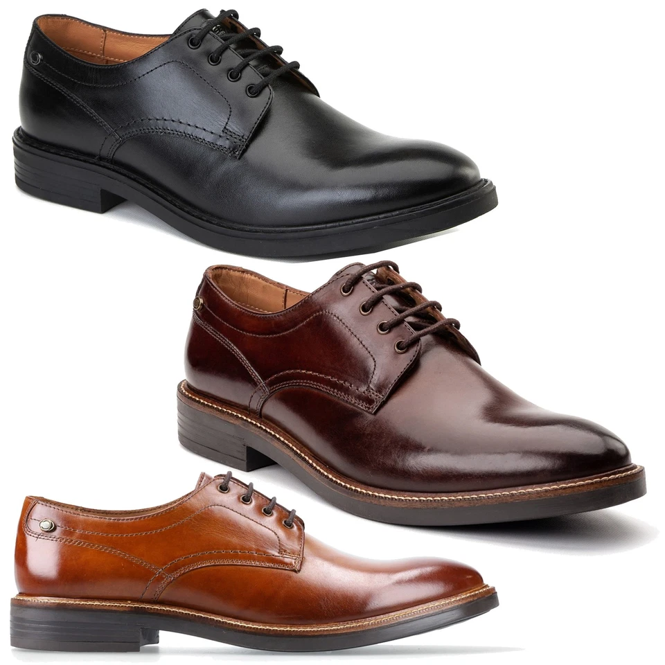 Base London Herren Durham Schuhe Leder Formal Arbeit Plain Toe Derby Klassisch - Bild 1 von 1