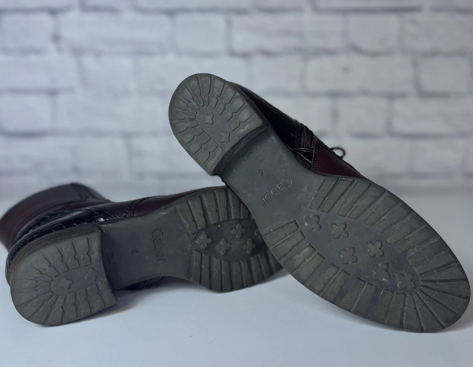 Botines Gabor Toscana Vino Borgoña Cuero Con Cordones Cremallera Lateral para Mujer Talla 8.5 Foto 4 de 4