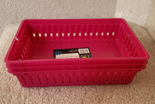 Everything Mary Plastic Hot Pink Rectangular Trays Baskets Storage Accessories