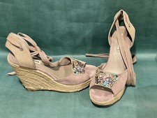 Steve Madden Chryslis Wedge Platform Sandal Espadrille Size 10 Open Toe Beaded