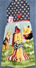 **NEW** Handmade "USA Patriotic Dogs!" Hanging Kitchen Hand Towel #2868