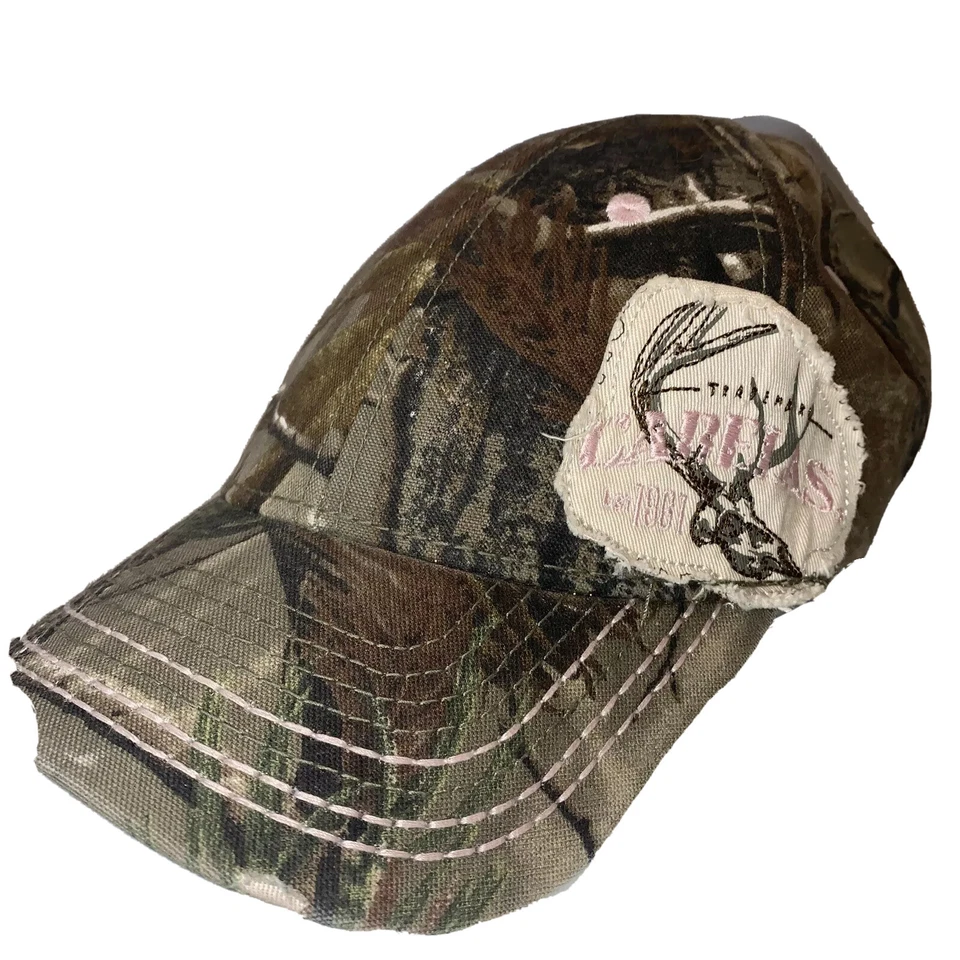 Cabela RealTree Camouflage Pink Accents Hat Cap Hook and Loop  Strap Adjustable - Image 2 of 4