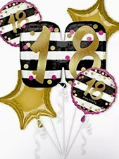 Pink & Gold Milestone18th Birthday Balloon Bouquet Party Supplies ~ Eighteenth