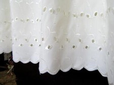 White Ruffled Embroider Large Eyelet Lace Twin Scalloped Bedskirt  14" Drop