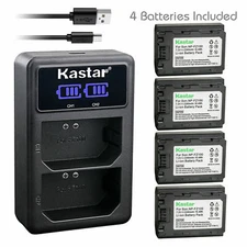 Kastar DUAL LED USB SLIM Charger & 4 Battery for Sony NP-FZ100 (Vertical Style)