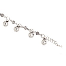 White Gold Filled Bracelet for Women and Girls, Bangle with Balls Pendants