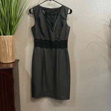 #605 AB Studio sleeveless charcoal, gray brushed shift dress size 2