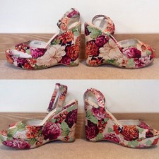 NEW LOOK SHOES WEDGE FLORAL PLATFORM HIGH SIZE 8 UK 41 EUR FABRIC