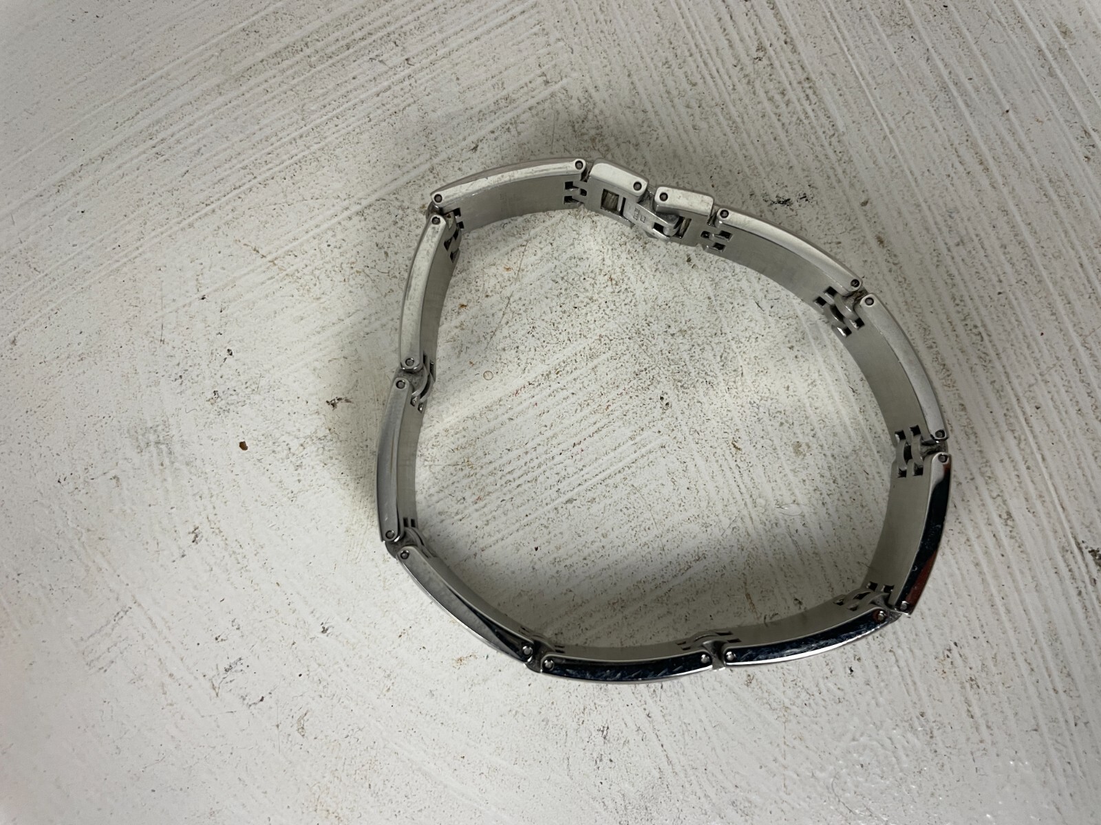 Rectangular Hinge Link Bracelet Mens 8.5" Stainle… - image 7