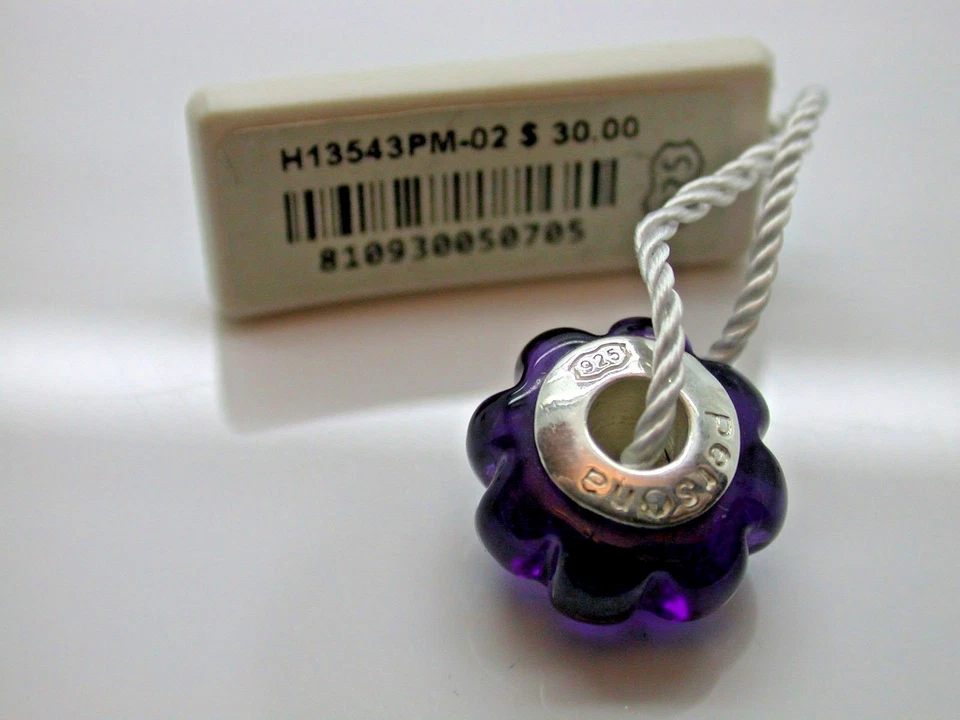 .925 PLATA ESTERLINA PERSONAJE ENCANTO ACANALADO PÚRPURA CRISTAL FLOR MURANO NUEVO B14 Foto 4 de 4