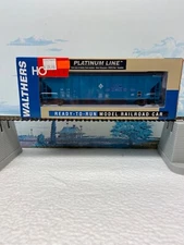HO WALTHERS PLATINUM SERIES EVANS 4780 3 BAY COVERED HOPPER ADM (BLUE)#30373 NEW