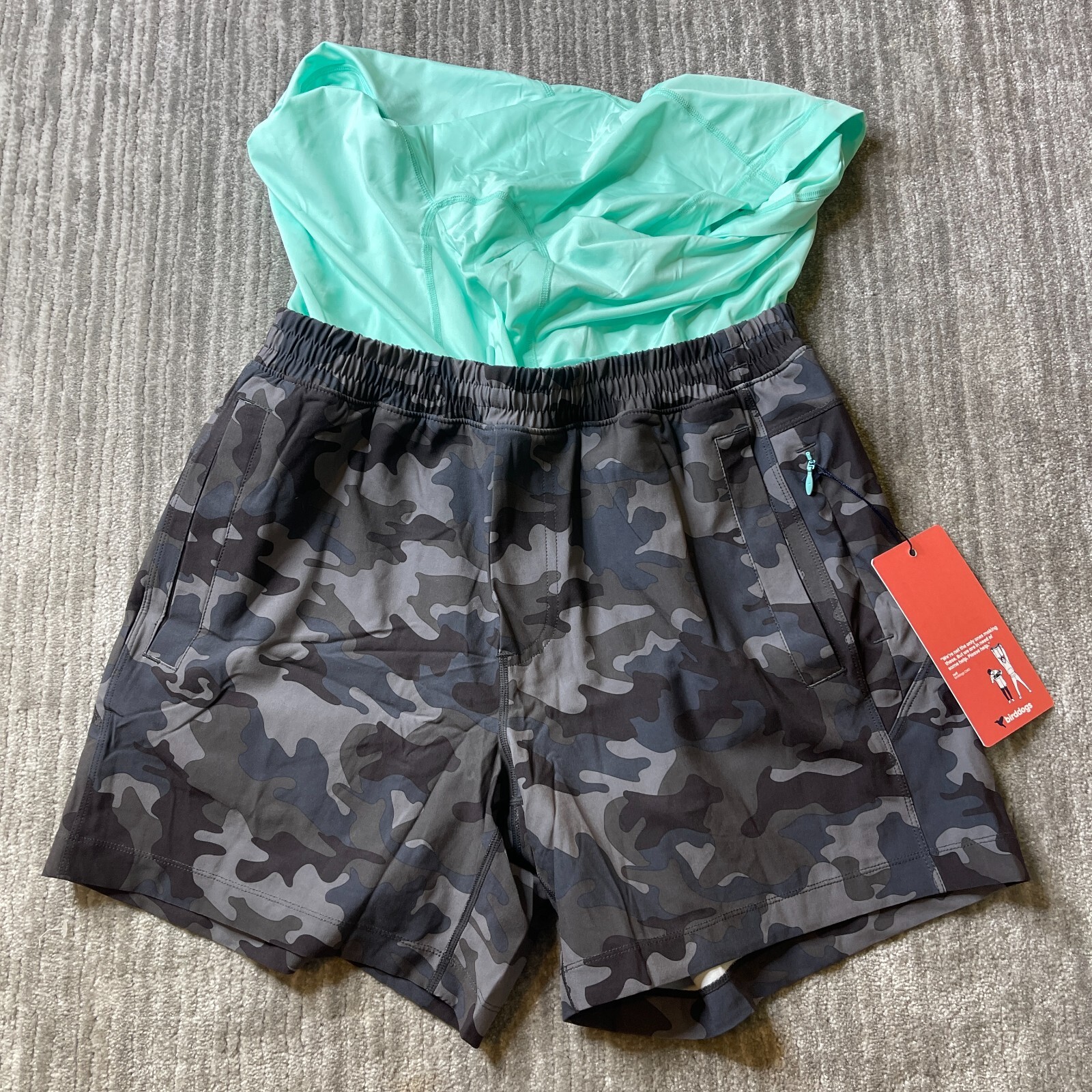 Birddogs Shorts Mens Medium Lined Boom For Your Boomstick Gray Camouflage 6”