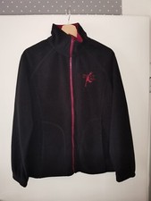 Schwarz-Pink dicke "Sylt Collection" Basic Langarm Fleece Strickjacke in L