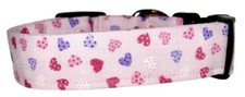 Mini Pastel Hearts Valentines Day Pink Handmade Dog Collar