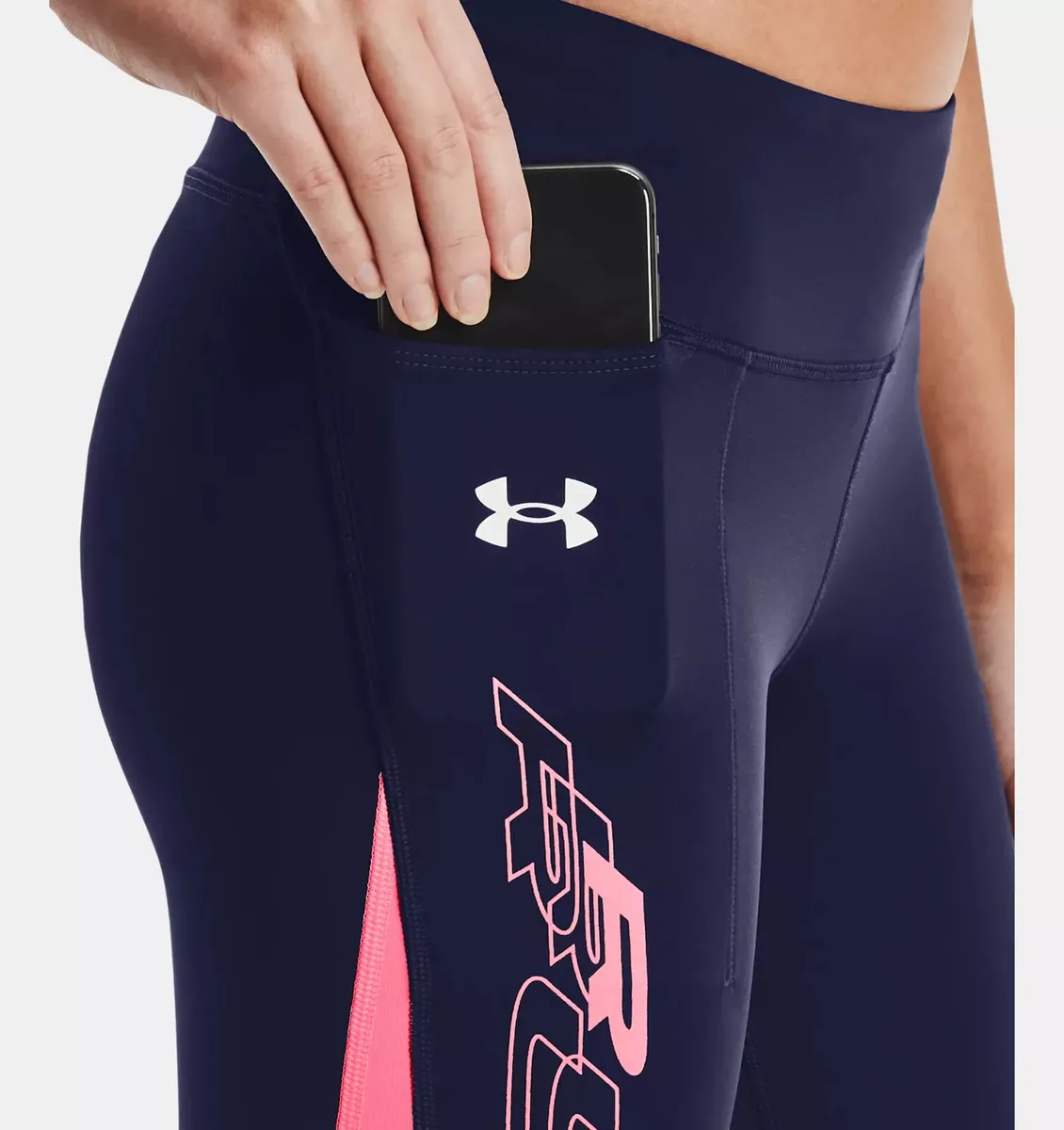 NWT Women's Under Armour UA Mileage Capri Running Tights Blue Pink